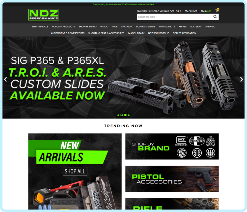 NDZ Performance firearms web design