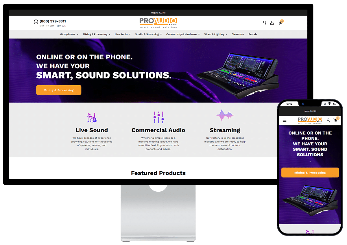 ProAudio.com website redesign and migration to BigCommerce