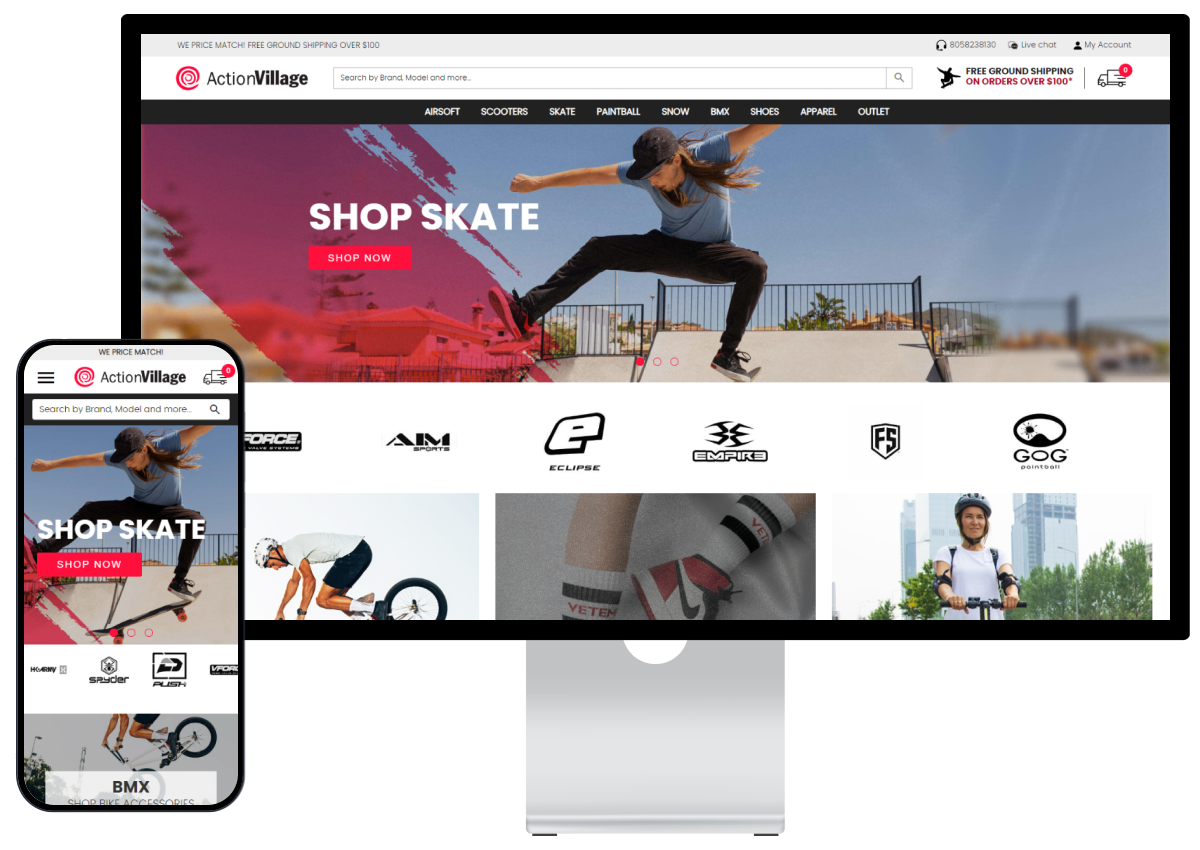 Action Village BigCommerce website redesign