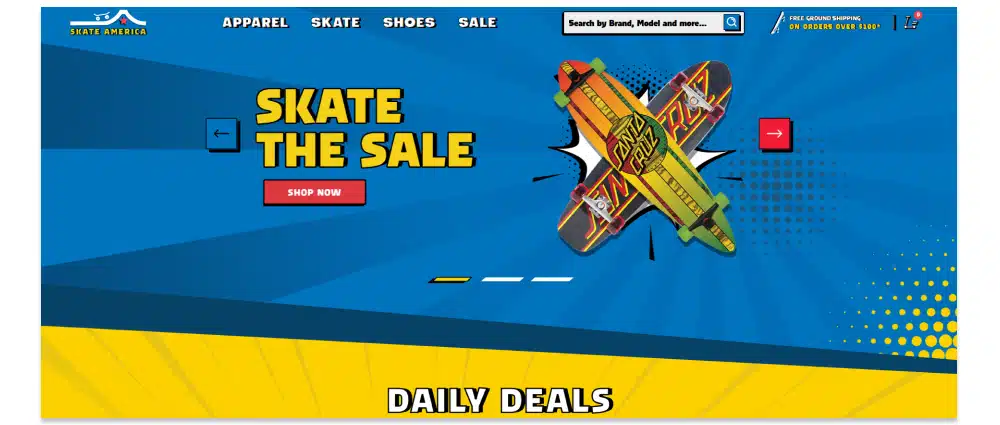 Screenshot of skateamerica.com homepage