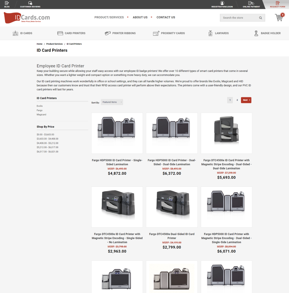 IDCards finished category page design