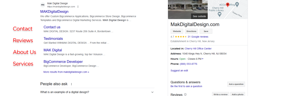 google sitelinks example