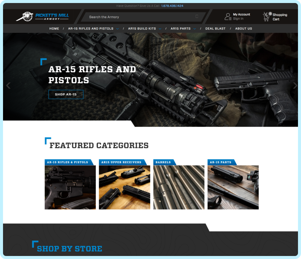 Picketts Mill Armory firearms web design