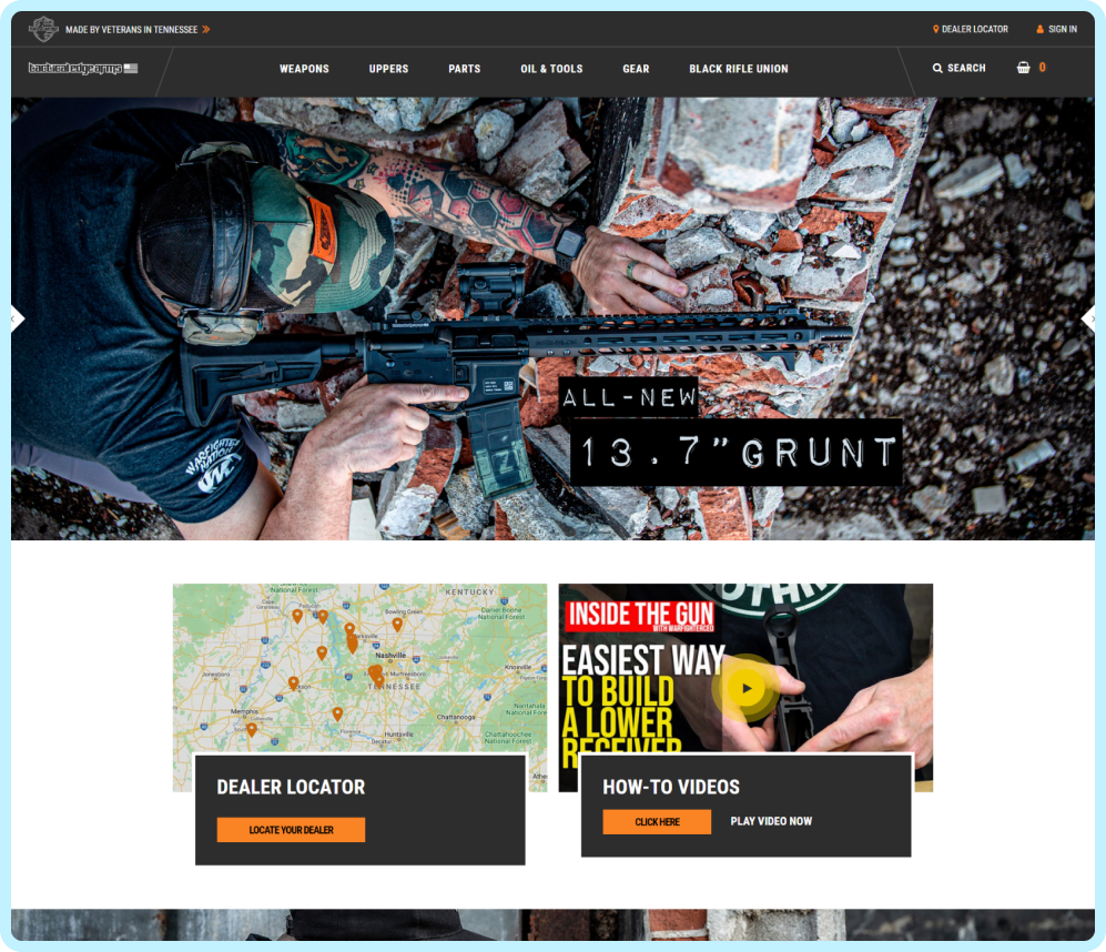 Tactical Edgearms firearms web design