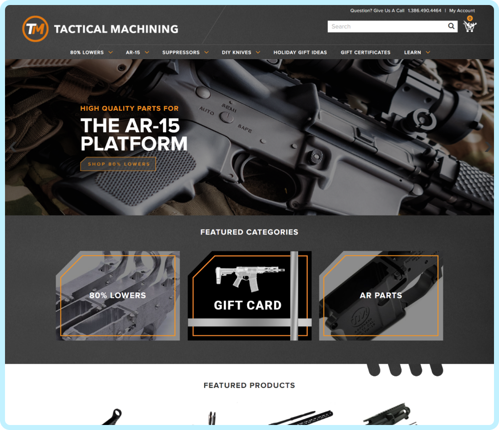 Tactical Machining firearms web design