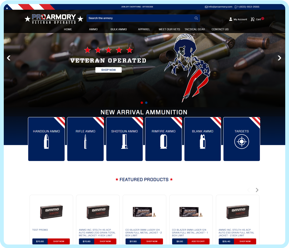 Pro Armory firearms web design