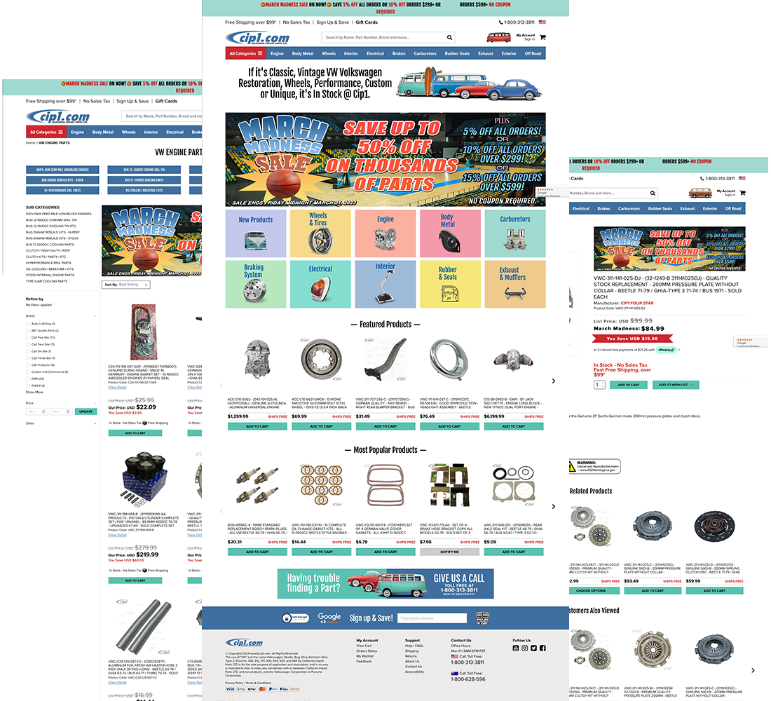 Cip1 Home, Category and Product page templates