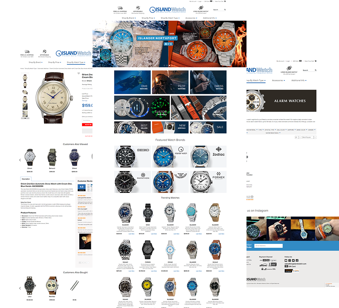 LongIslandWatch Home, Category and Product page templates.