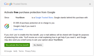 google trusted store purchase protection