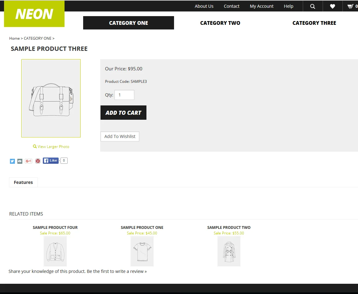 sample product page