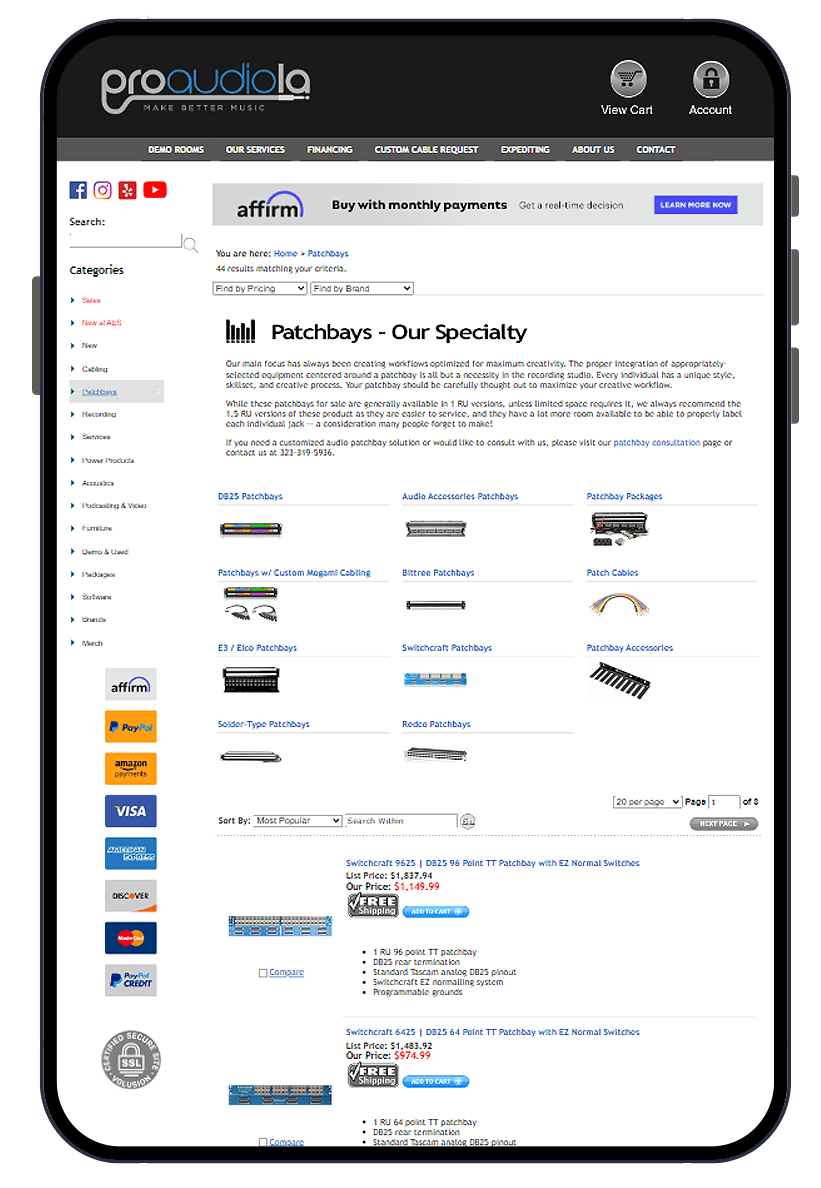 Pro Audio LA - BigCommerce Design and Development