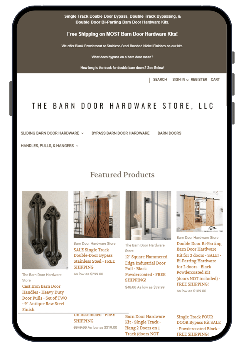 The Barn Door Hardware Store Old Website