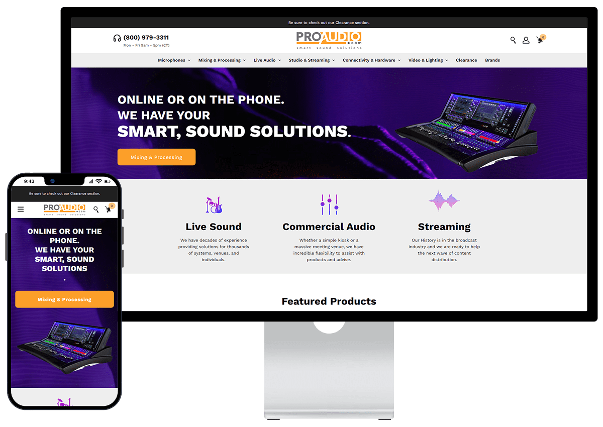 ProAudio.com website redesign and migration to BigCommerce