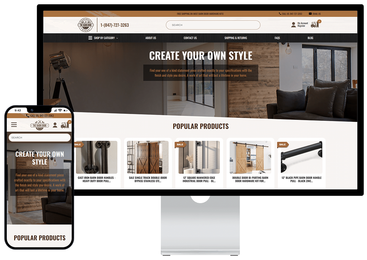 The Barn Door Hardware Store BigCommerce website redesign