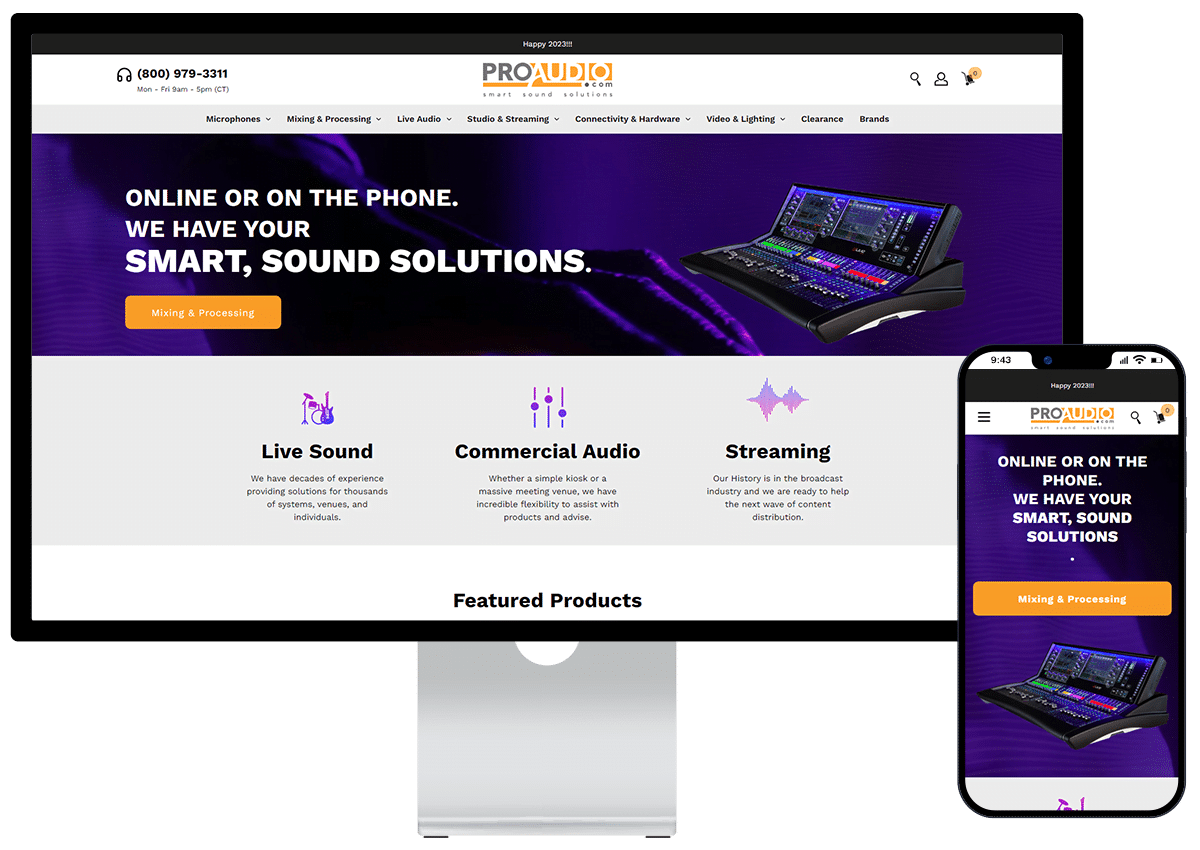 ProAudio.com website redesign and migration to BigCommerce