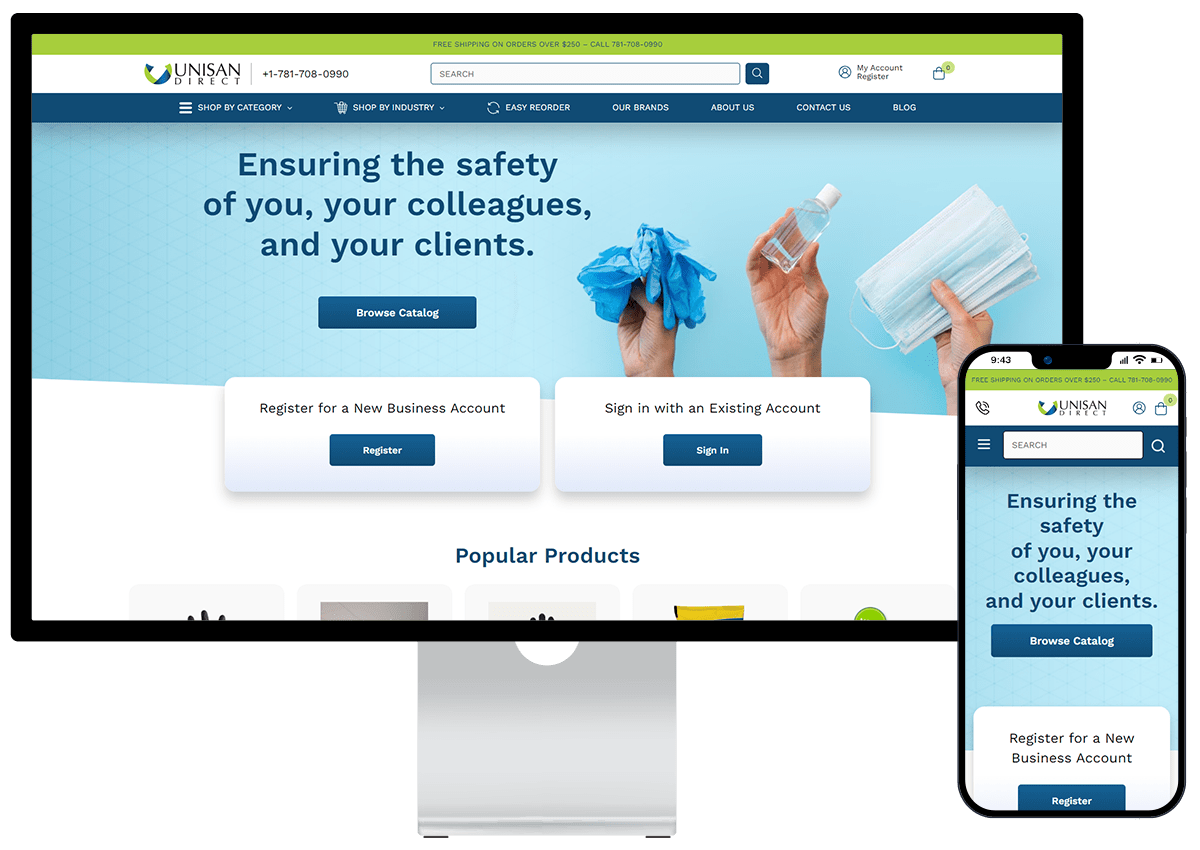UnisanDirect.com website redesign and migration to BigCommerce