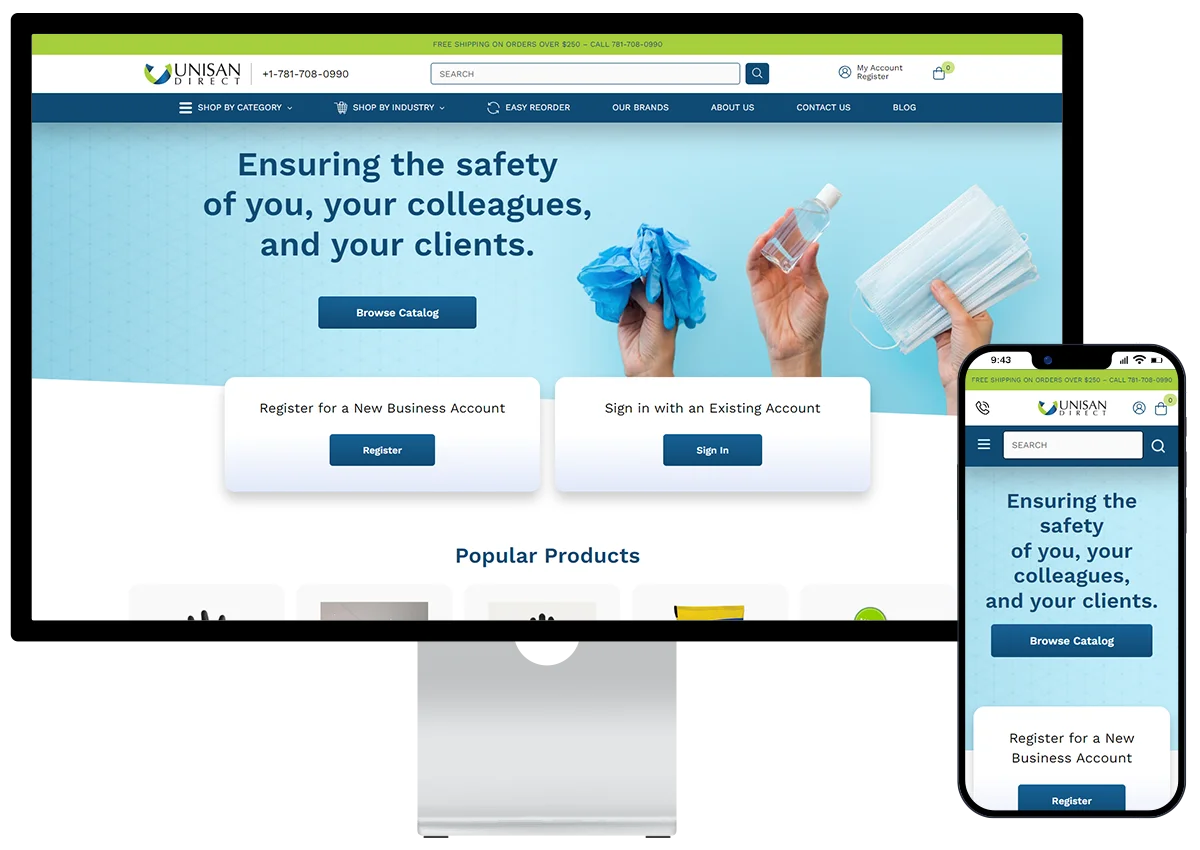 UnisanDirect.com website redesign and migration to BigCommerce