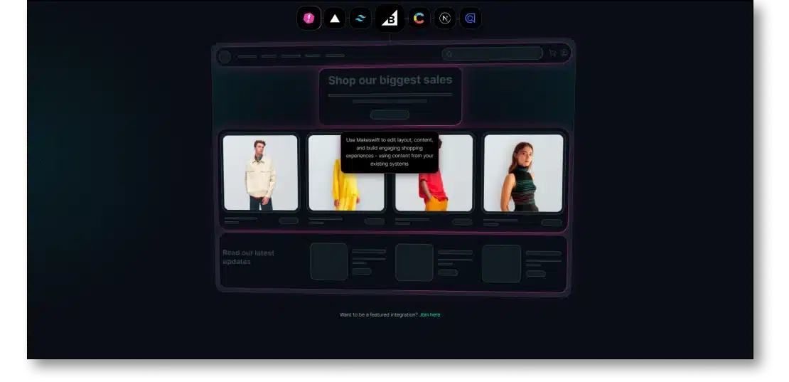 Screenshot of BigCommerce makeswift website