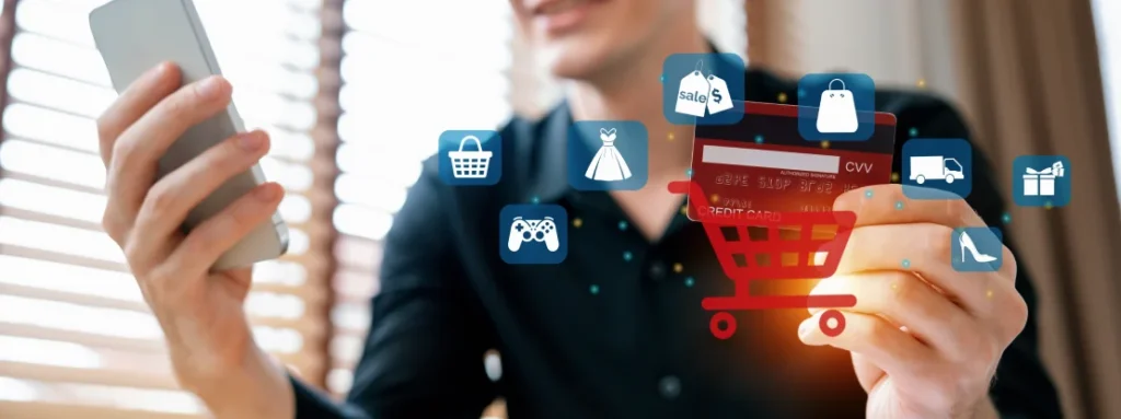 CUSTOMER BUYING OSMETHING ONLINE FROM THEIR FAVORITE STORE