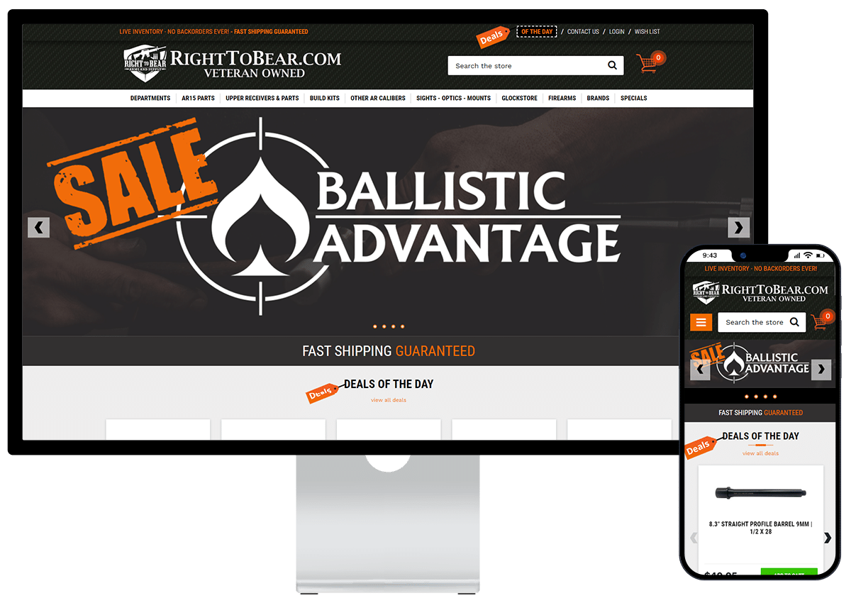 RightToBear Volusion to BigCommerce migration and website re-design