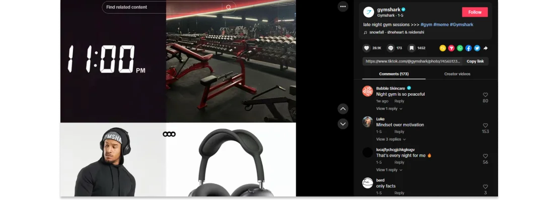 Gym Shark Tiktok content