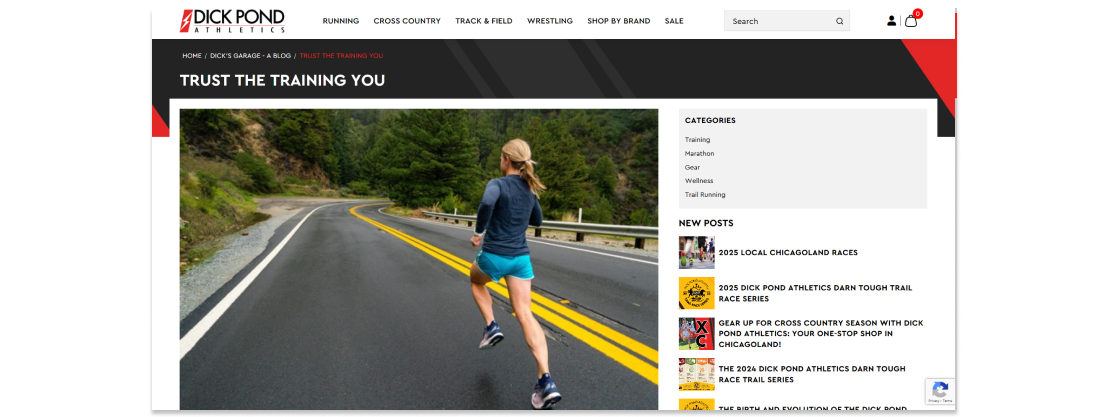  Screenshot of Dick Pond Athletics Blog Post