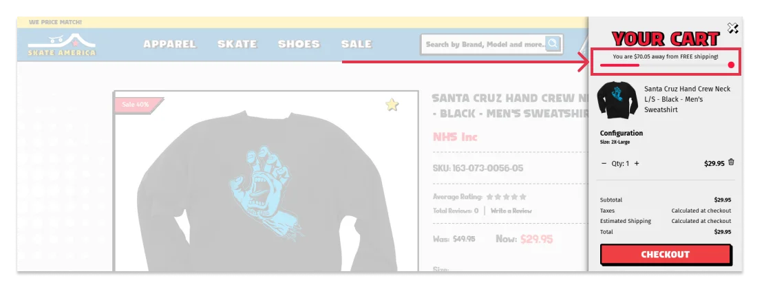 SkateAmerica Shipping Progress Bar Example