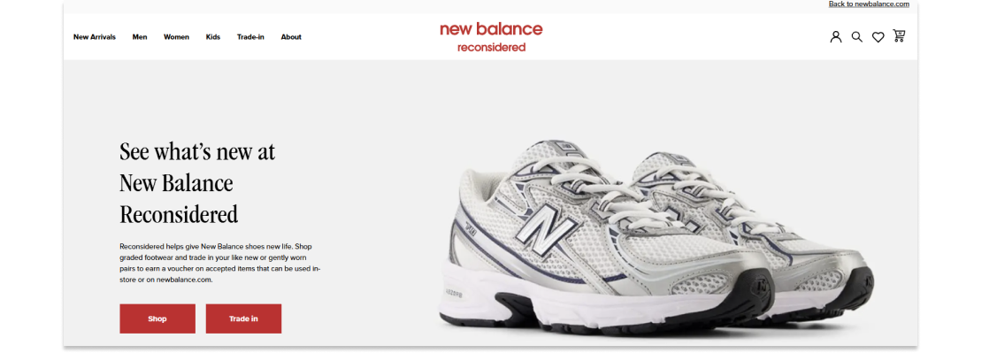 New Balance homepage screenshot