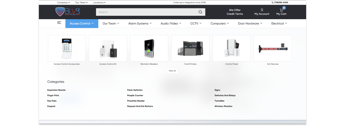 screenshot example of Brooklyn low voltage supply mega navigation