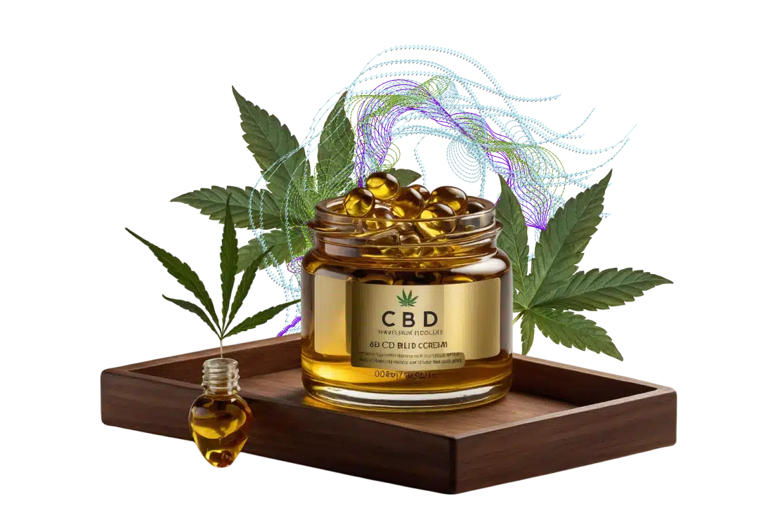 Image of cbd cream on a wooden board