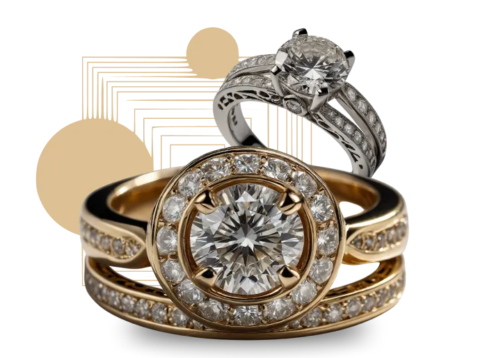  Image of 2 rings, a gold ring and a silver ring