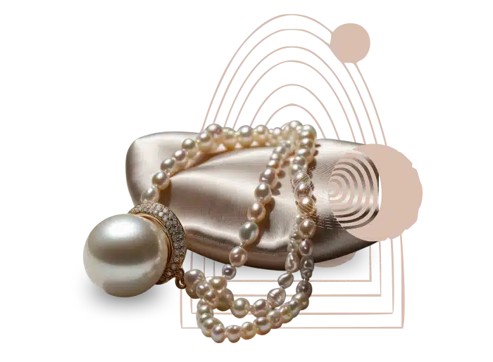 Image of pearly necklace on a jewelry pillow 