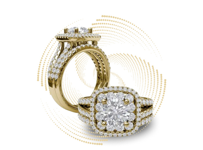  image 2 gold diamond rings next to each other