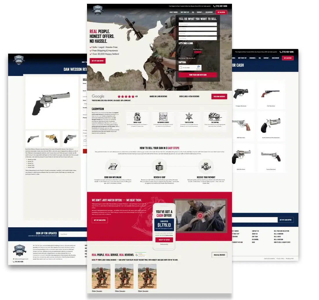 Cash My Guns web design concept