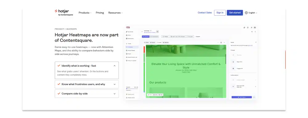 Screenshot of Hotjar Heatmaps