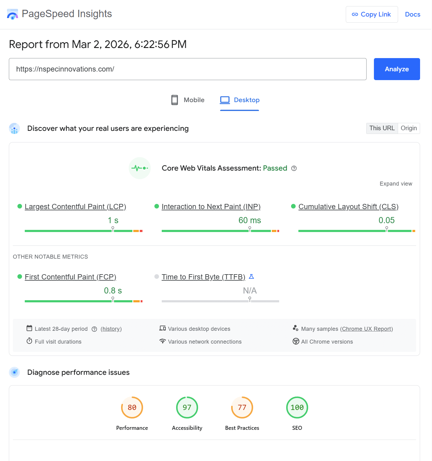 nspecinnovations Core Web Vitals